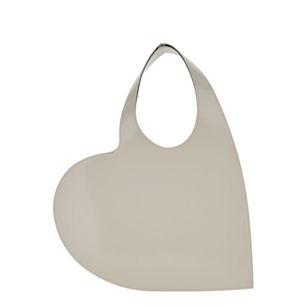 Coperni Women Shoulder Bag 'Heart' With Logo Print In Beige Leather For Women